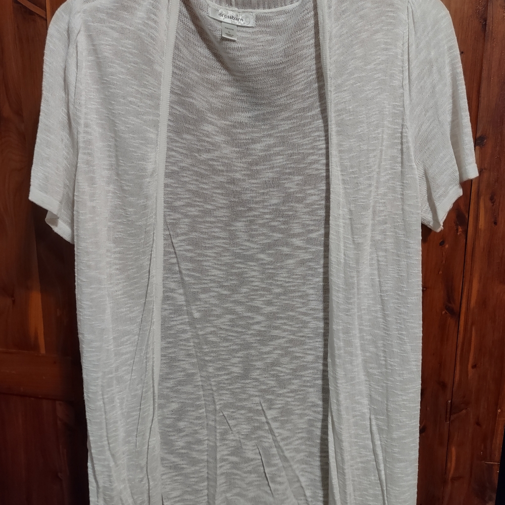 Apt. 9 Cream Short Sleeve Open-Front Sweater